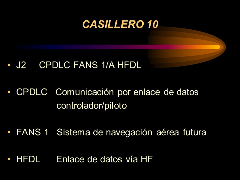 CASILLERO 10 J2     CPDLC FANS 1/A HFDL  CPDLC 